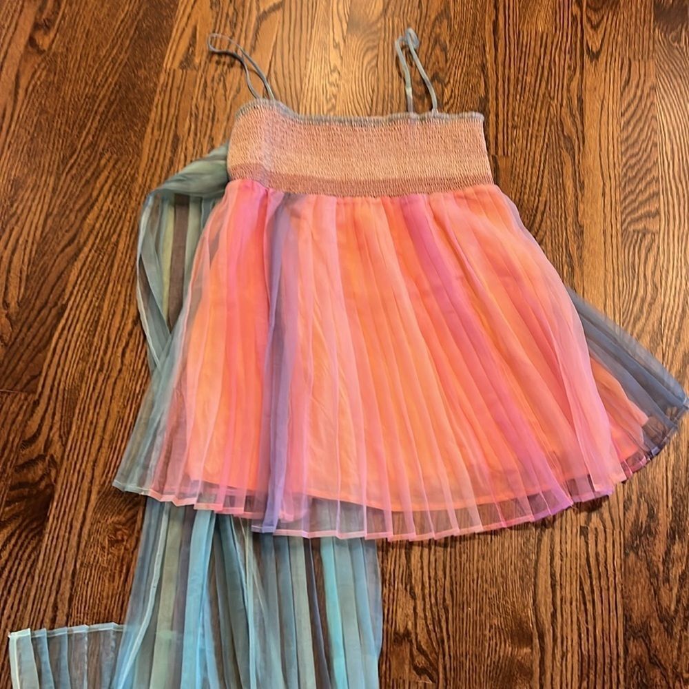 Free People size Large In Rainbows Mini Dress Baby Doll - Picture 7 of 9